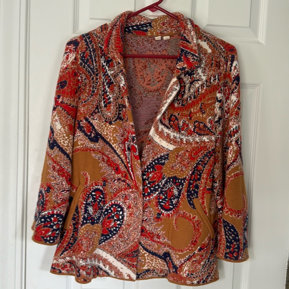 MOTH by Anthropologie Intarsia Blazer Cardigan Sweater